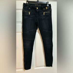 Michael Kors dark wash moto ankle jeans, size 4